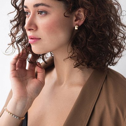 Серьги - кольца из желтого и белого золота с01275 №2