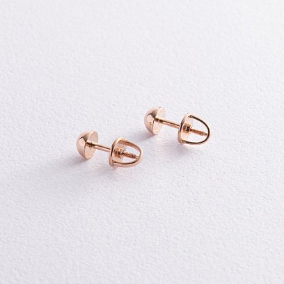 Серьги - пусеты "Полусфера" в красном золоте (0.5 см) с08310 №3