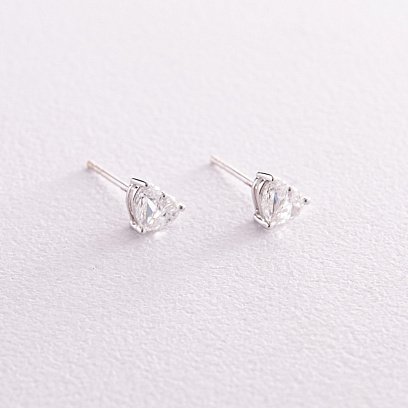 Золоті сережки - пусети "Сердечки" з діамантами сб0404nl №4