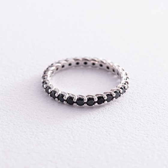 Серебряное кольцо с черными фианитами 1261 №3