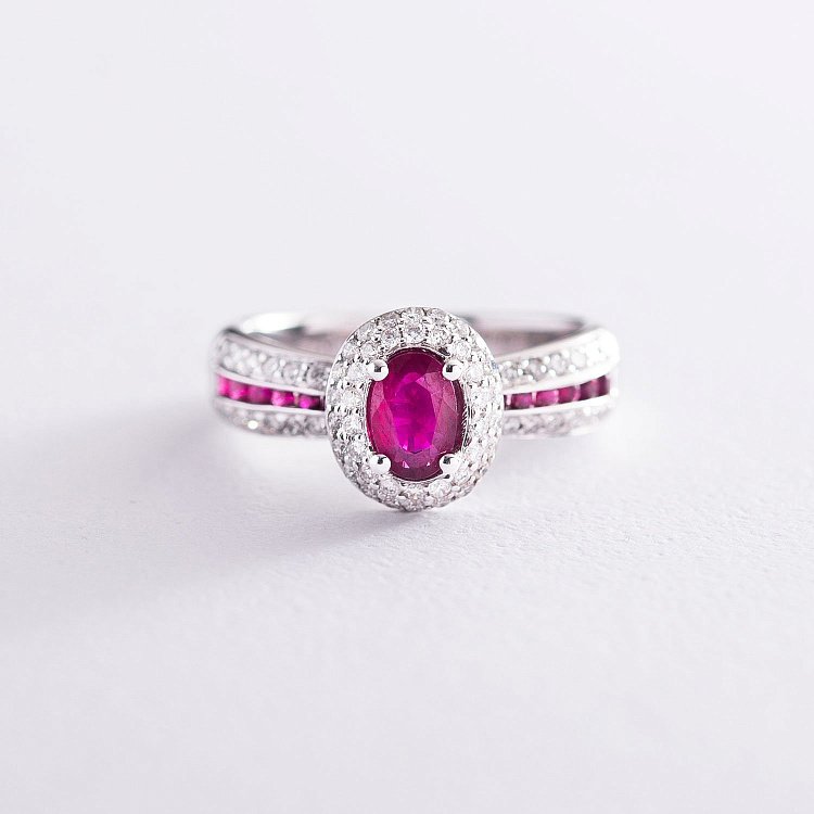 Золота каблучка з рубінами і діамантами к512 від ювелірного магазину Онікс