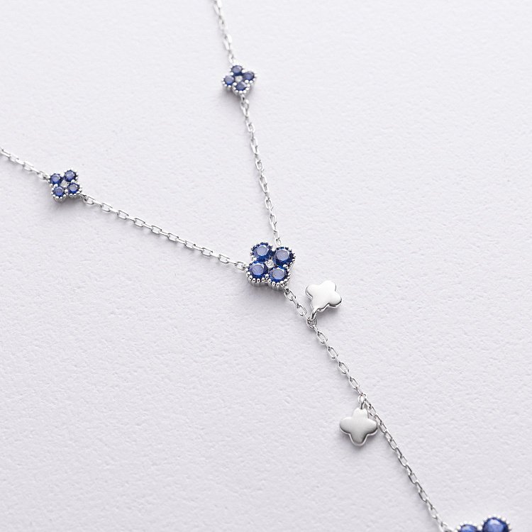 Золотое колье - галстук "Клевер" с бриллиантами и сапфирами колб0152lg от ювелирного магазина Оникс - 2