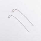 Серебряные серьги - протяжки "Сердечки" с фианитами 902-01587 от ювелирного магазина Оникс - 2