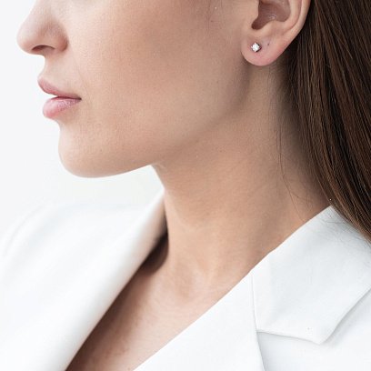 Золоті сережки-пусети з діамантами сб0187fn №2