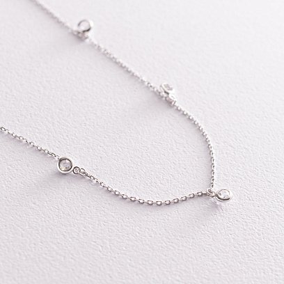 Колье из белого золота с фианитами кол01787 №3