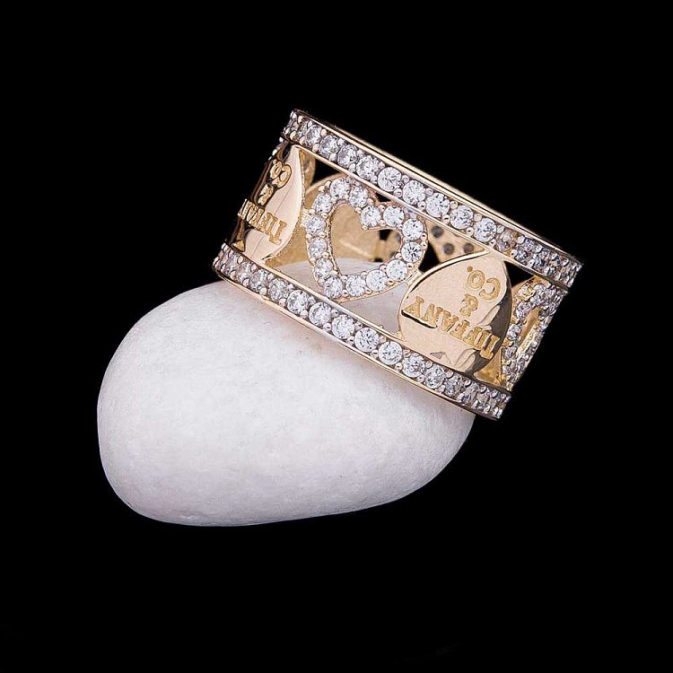 Золотое кольцо с фианитами к04709 от ювелирного магазина Оникс - 2