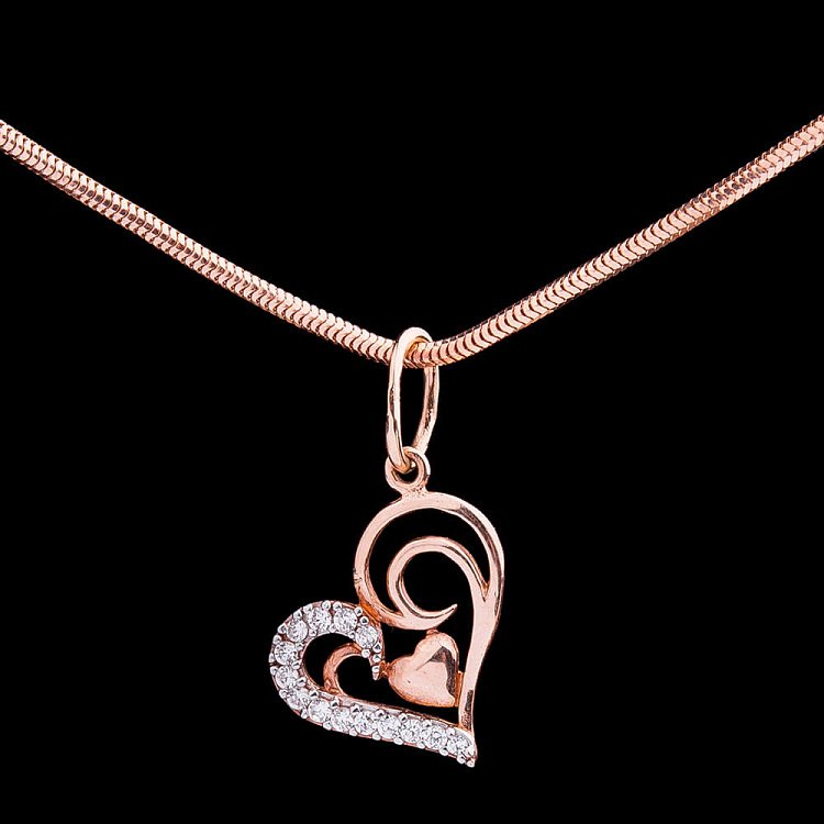 Золотая подвеска с фианитами "Сердце" п01326 от ювелирного магазина Оникс - 1