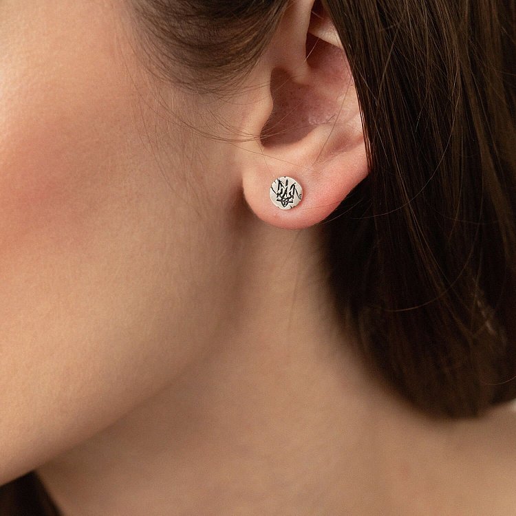 Серебряные серьги - пусеты "Герб України - Тризуб. Слава Україні, Героям Слава" 123288 - 6 Серебряные серьги - пусеты "Герб України - Тризуб. Слава Україні, Героям Слава" 123288 от ювелирного магазина Оникс - 6