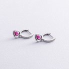 Золоті сережки "Сердечки" (діаманти, рубіни) сб0496gl от ювелирного магазина Оникс - 2