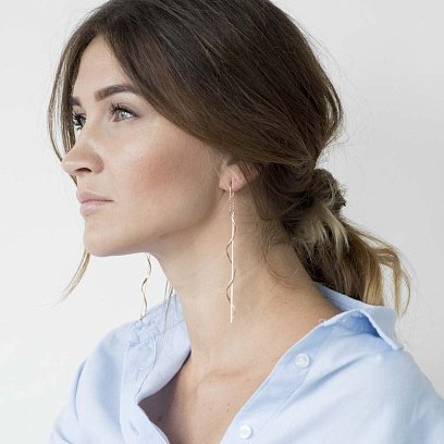 Золоті сережки - протяжки "Завиток" 580085 №8