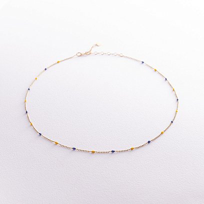 Кольє в жовтому золоті (синя та жовта емаль) кол02537 №2