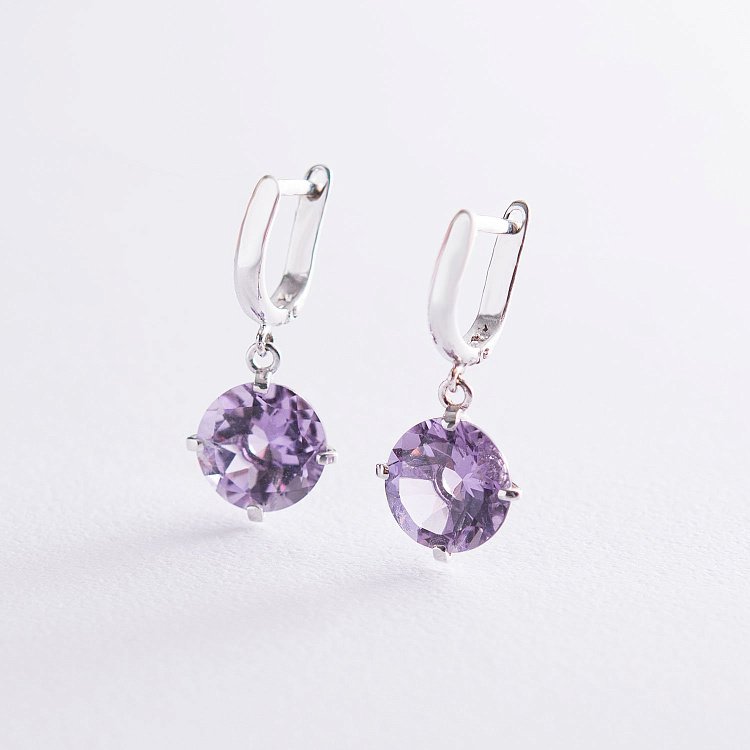 Золотые серьги "Влечение" (аметист) с05291 от ювелирного магазина Оникс
