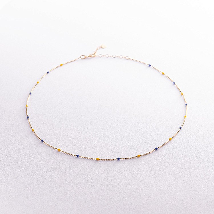 Кольє в жовтому золоті (синя та жовта емаль) кол02537 від ювелірного магазину Онікс - 2