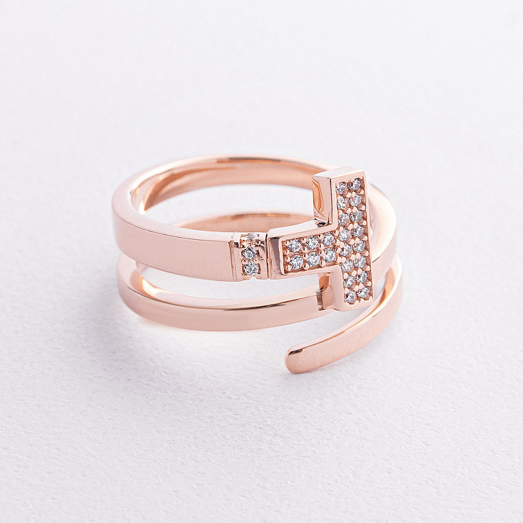 Кольцо "Tilda" в красном золоте к08354 от ювелирного магазина Оникс - 1