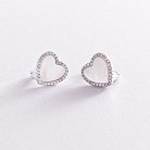 Срібні сережки "Сердечка" (фіаніти, перламурт) 122005 от ювелирного магазина Оникс