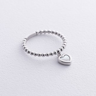 Шариковое золотое кольцо "Сердечко" с перламутром к07952