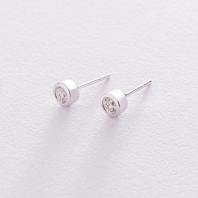 Золотые серьги-пусеты с бриллиантами сб0279ca