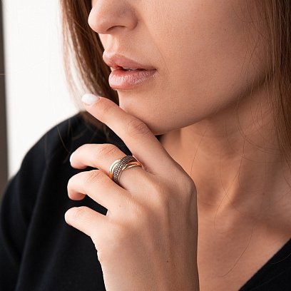 Золотое кольцо с жёлтыми фианитами к04972 №2