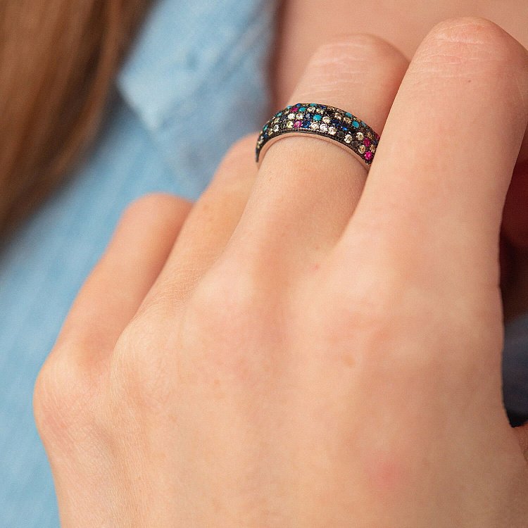 Серебряное кольцо "Океан" (фианит) 112147 - 1 Серебряное кольцо "Океан" (фианит) 112147 от ювелирного магазина Оникс - 1