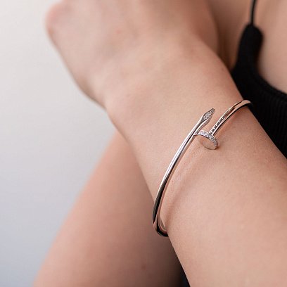 Золотий браслет "Цвях" з фіанітами б02096 №4