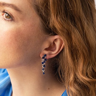 Золоті сережки з діамантами та сапфірами сб0452nl №2