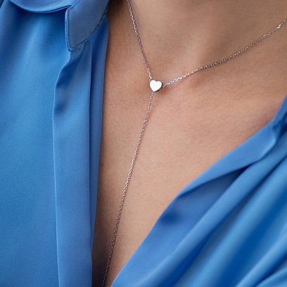 Срібне кольє "Сердечко" (регульована довжина) OR121165 №5