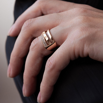 Золотое кольцо с фианитами к07381 №4