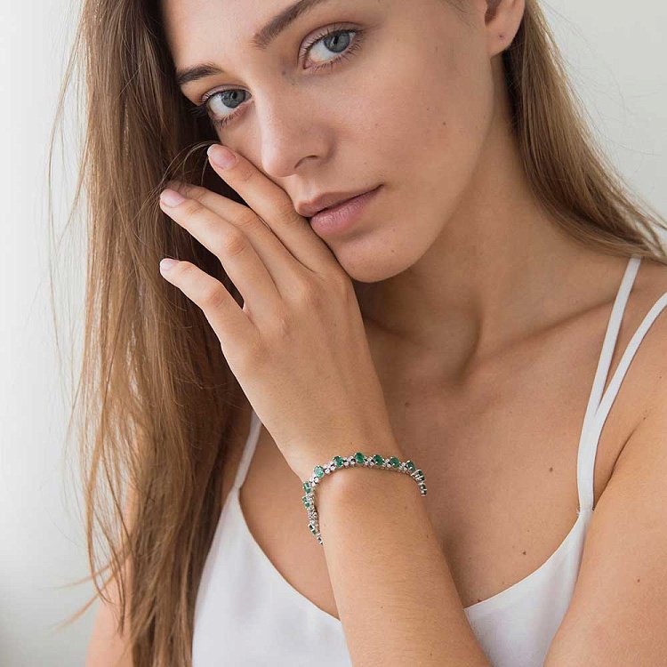 Золотой браслет с изумрудами и бриллиантами бр1697 от ювелирного магазина Оникс - 4