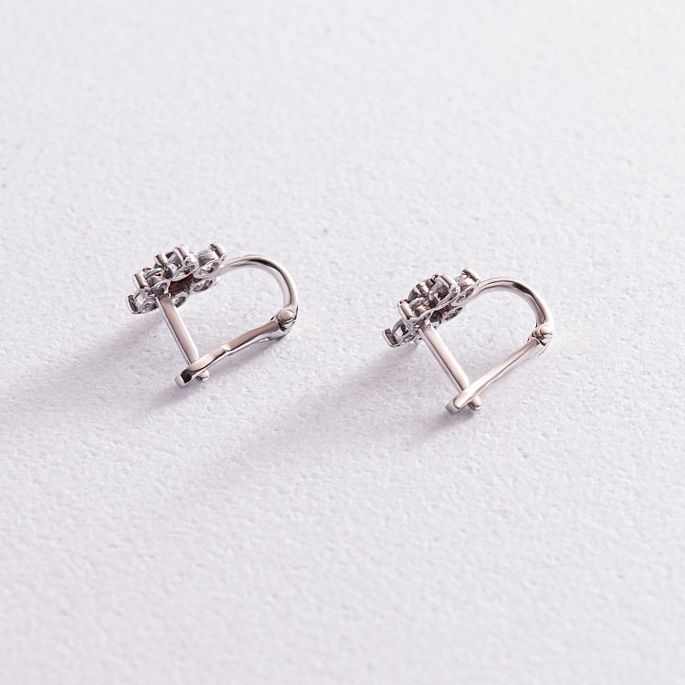 Золоті дитячі сережки "Квіточки" з фіанітами с04820 від ювелірного магазину Онікс - 1