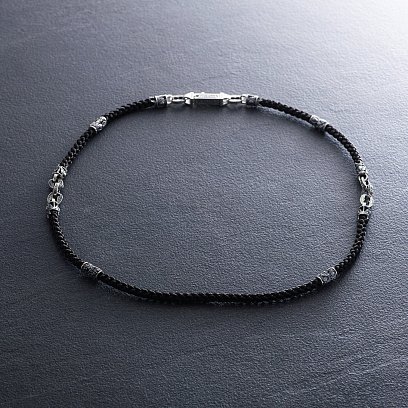 Шовковий шнурок "Спаси і Збережи. З образами святих" зі срібними вставками 1093шн №8