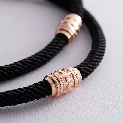 Чоловічий православний хрест з ебенового дерева та золота на шнурку кол02416 №9