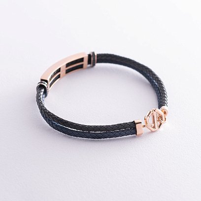 Мужской браслет с золотыми вставками и фианитами б04543 №3