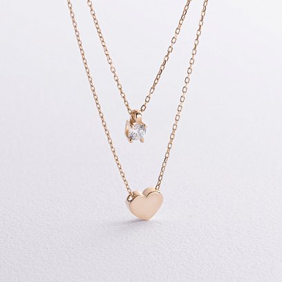 Кольє "Серце" з фіанітом (жовте золото) кол02565 №2