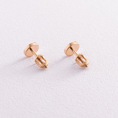 Сережки - пусети "Love" у жовтому золоті с07699 №3