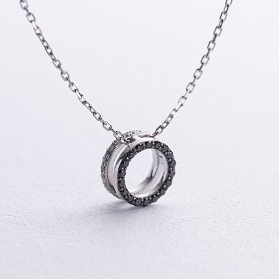 Золоте кольє з чорними і білими діамантами 724841121