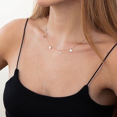 Колье "Клевер" в красном золоте кол02084 №2