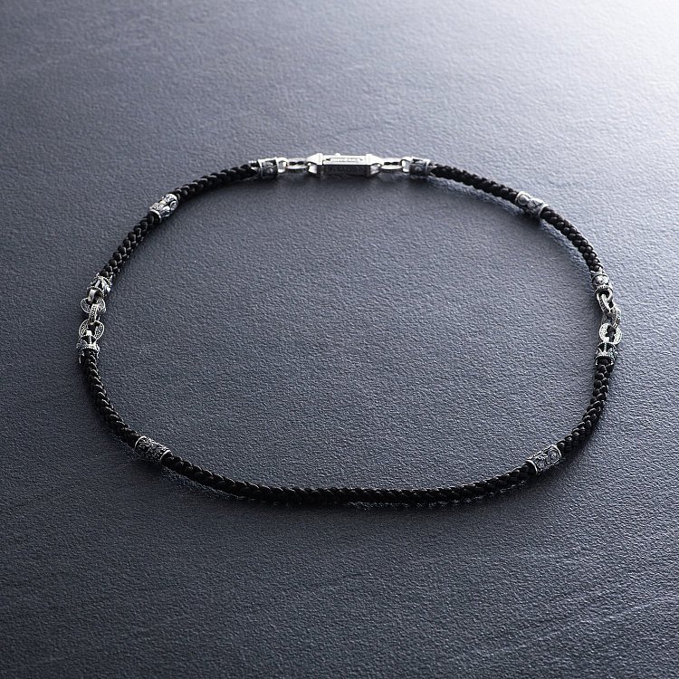 Шовковий шнурок "Спаси і Збережи. З образами святих" зі срібними вставками 1093шн від ювелірного магазину Онікс - 7