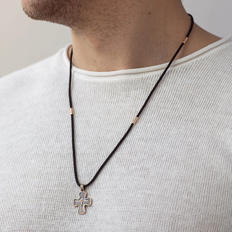 лотий хрест "Розп'яття. Свт. Миколай Чудотворець. Молитва" п02428 від ювелірного магазину Онікс - 1