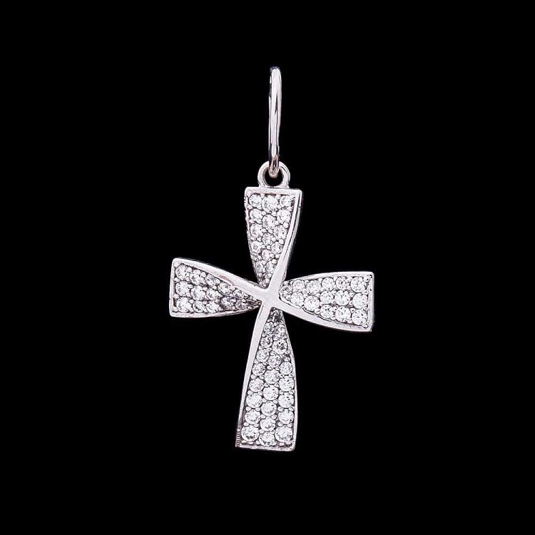 Золотий хрестик з фіанітами п01927 від ювелірного магазину Онікс - 2