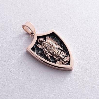 Золотой кулон "Архангел Михаил. Молитва" п03809 №6