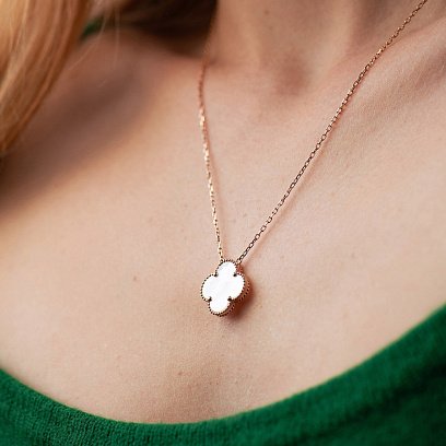 Кольє "Конюшина" в червоному золоті (перламутр) кол02483 №4