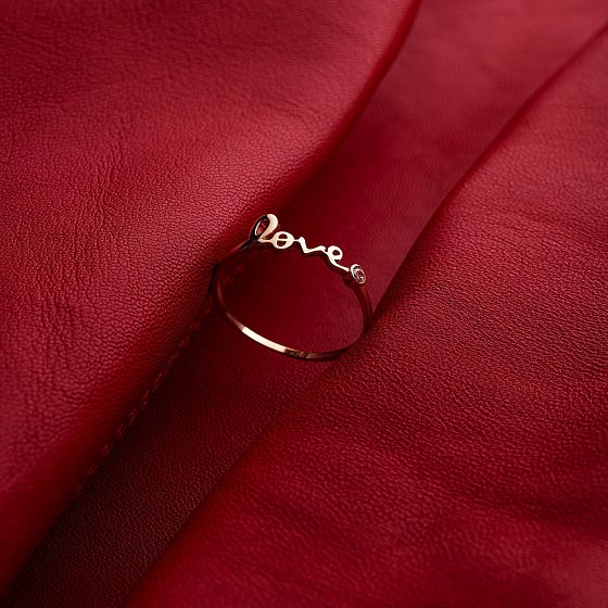 Кольцо "Love" в красном золоте с фианитом к06797 №5