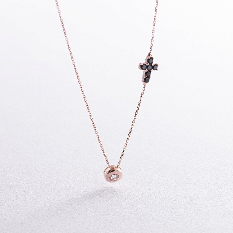 Золоте кольє з хрестиком (фіаніти) кол02112 від ювелірного магазину Онікс