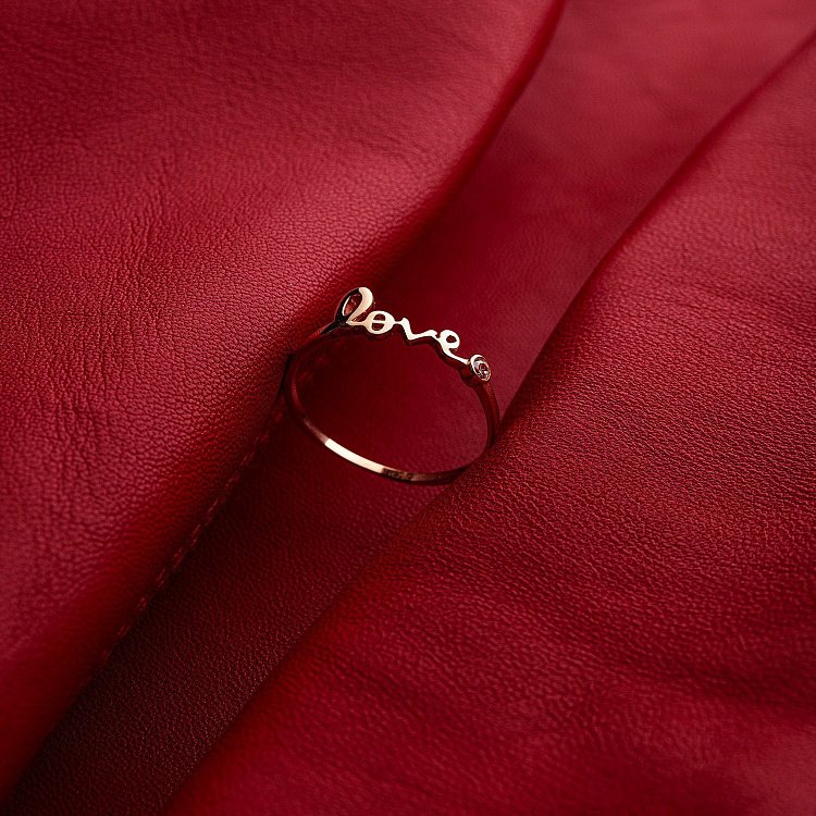 Кольцо "Love" в красном золоте с фианитом к06797 от ювелирного магазина Оникс - 6