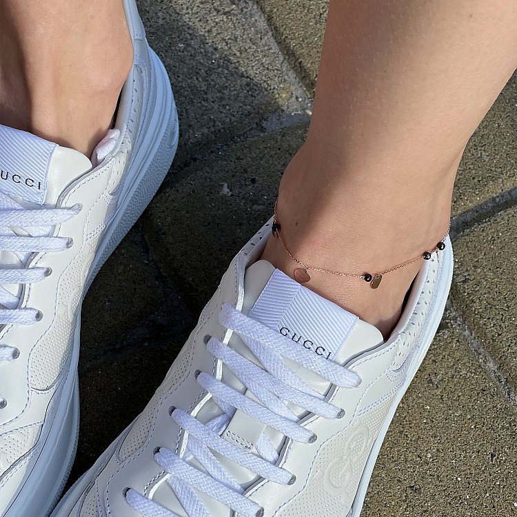 Золотий браслет "Сердечка" на ногу (фіаніти) б04884 від ювелірного магазину Онікс - 8