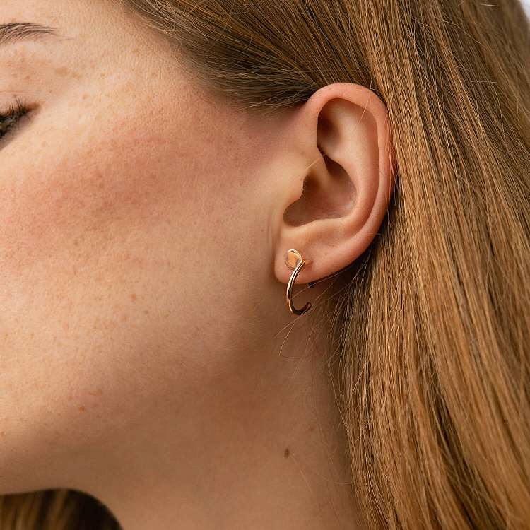 Сережки - пусети "Цвях" у червоному золоті с09180 від ювелірного магазину Онікс - 4