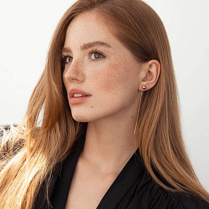 Золотые серьги - протяжки "Шарики" с07955 №11