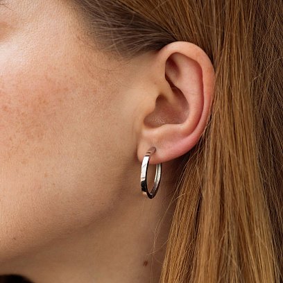 Серьги - кольца в белом золоте с08763 №4