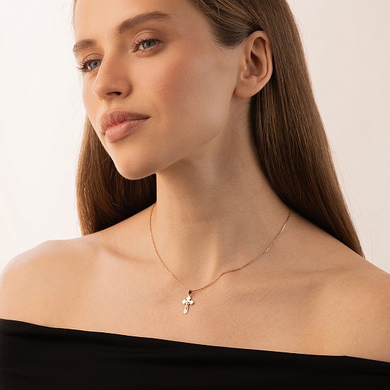 Золотий хрестик "Розп'яття. Спаси і Збережи" п04135 №2