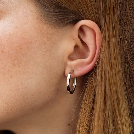 Серьги - кольца в белом золоте с08763 №4